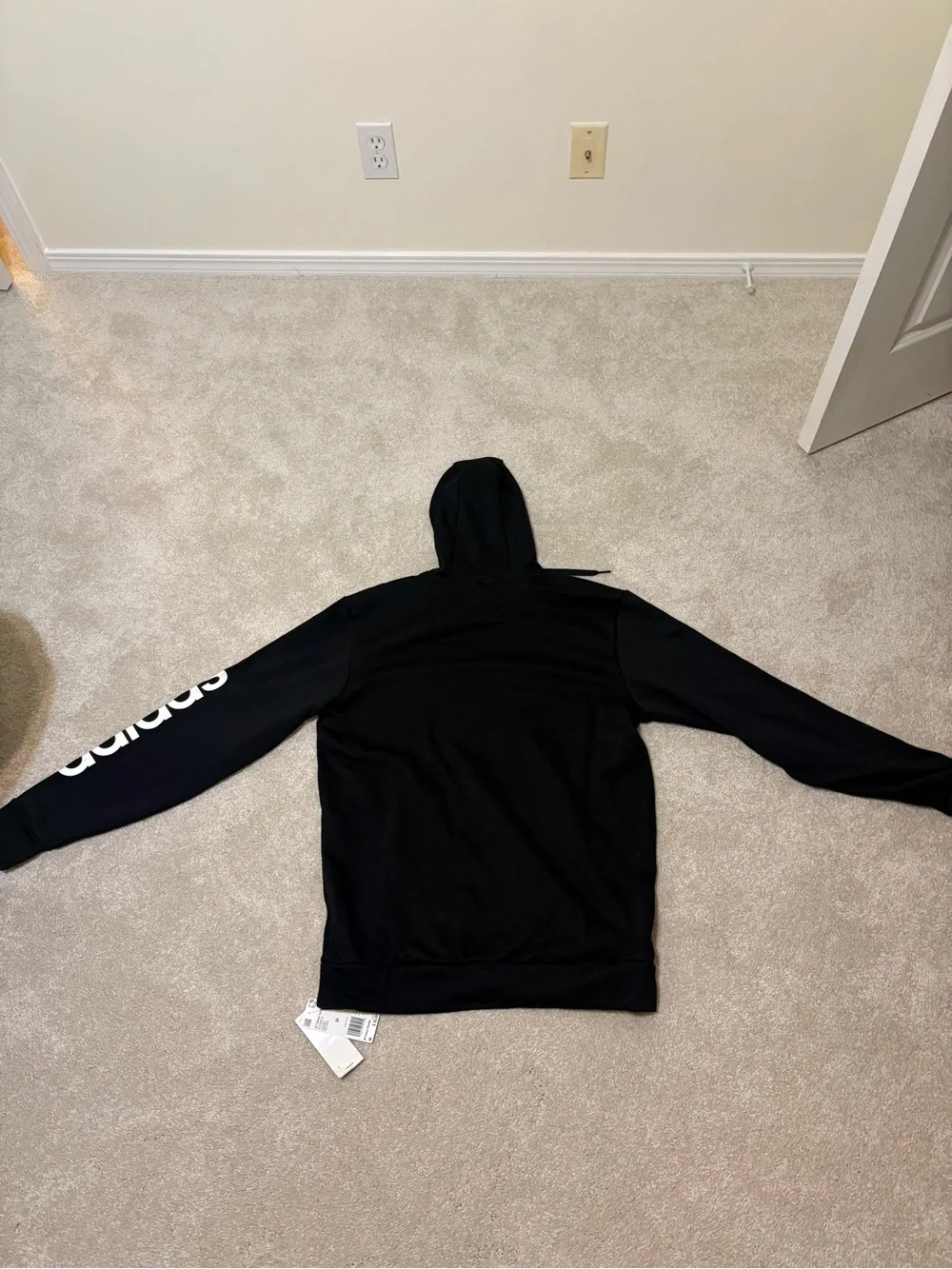 adidas Black Hoodie with White Sleeve Script